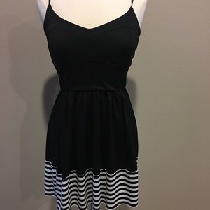 Fit and flare striped detail dress